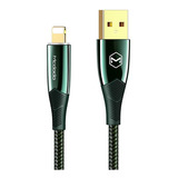 Cable Usb A Lightning Inteligente Con Luz Led Uso Rudo 1.2m Color Verde Oscuro