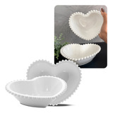 Conjunto 2 Bowls De Porcelana Coração Beads Branco Saladeira