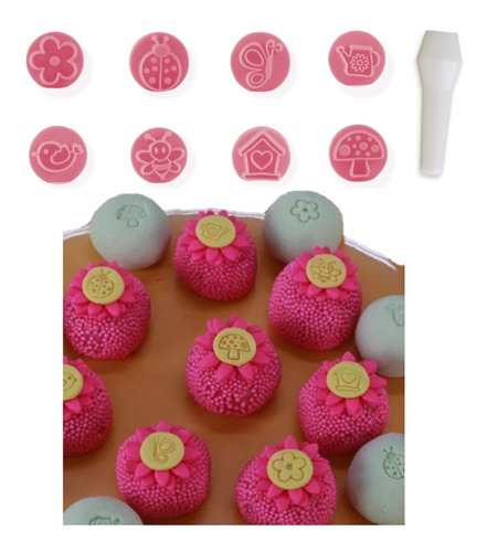 Kit 8 Carimbos Para Doces Jardim Encantado Rosa Bb Bluestar