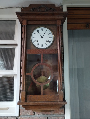 Antiguo Reloj De Pared Ansonia Vidrios Biselados C/soneria