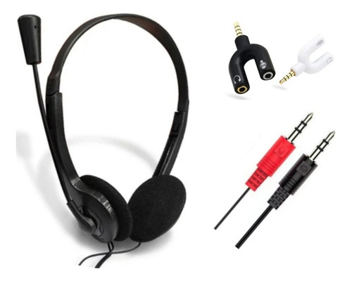 Fone Microfone Headset Notebook  Video Game + Adaptador P2