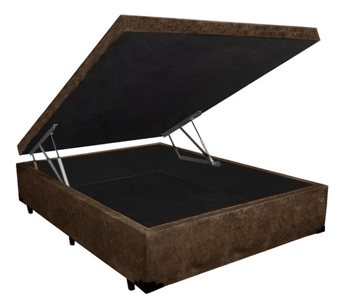 Cama Baú Casal Sleep Suede Marrom 138x188