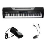 Kit Piano Arranjador Kurzweil Ka70 Com Luminária E Pedal