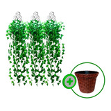 Kit Planta Artificial Decorativa Folhagem 6 Metros + Vaso