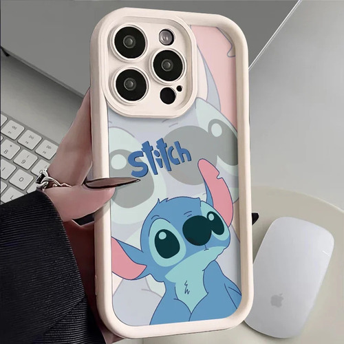 Funda De Teléfono Pink Stitch Couple For iPhone 11, 12, 13,