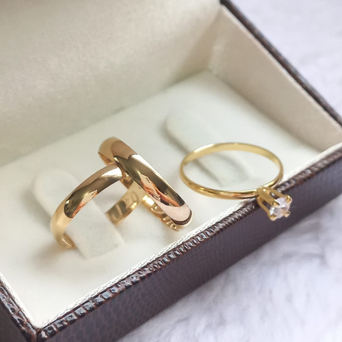 Par Aliança De Casamento Ouro 18k 750 Abaulada 3mm  Promoção