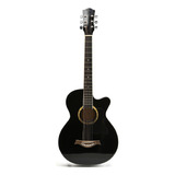 Guitarra Acústica Femmto Ag002 Para Diestros Color Negro Arce Brillante