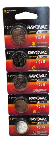 Pila Boton Cr2016 Bateria Rayovac Lithium 3v Blister 5un