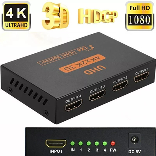 Splitter Hdmi 1 X 4 Alta Definicion 1920x1080p/3d/4k