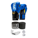 Everlast Azul Kit Boxe Muay Thai + Bandagem 3m + Bucal Title