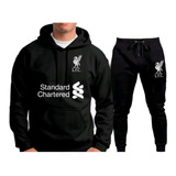 Conjunto De Moletom Liverpool Flanelado Canguru Ucl