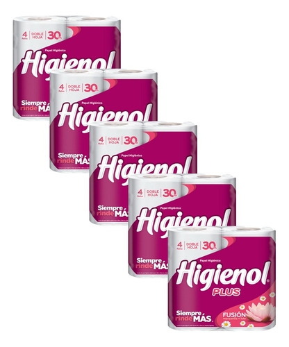 Papel Higiénico Dh Higienol Plus 30mts 4 Rollos (x5)