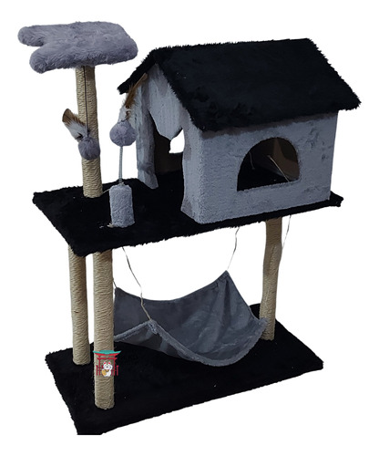 Arranhador Gato 4 Em 1 Casa Reforçada(4 Colunas)+brinq Mola 