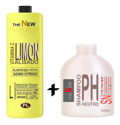 Alisado Definitivo Limon  1 Litro Fuerte + Shampoo Ne 500 Ml