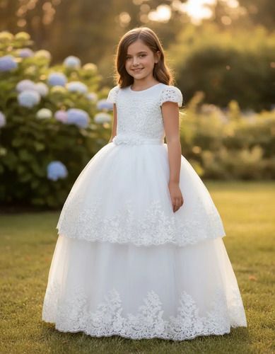 Vestido Primera Comunión Desmontable Elegante Tira Bordada  | Meses sin interés