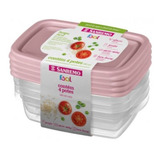 Conjunto 4 Potes Para Alimentos Retangular 280 Ml