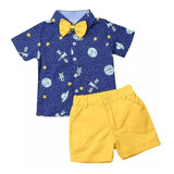 Conjunto Niño Shorts Camisa Planetas, Astronauta, Estrellas