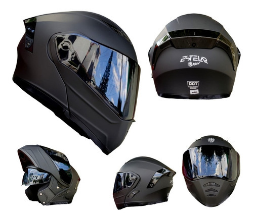 Casco Para Motociclista Kov Estelar Nebula Negro Mate Fz Dm Tamaño Del Casco L