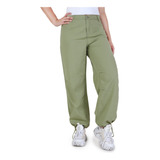 Nahana Jeans Parachute Gabardina Verde Ajustable Tiro Medio