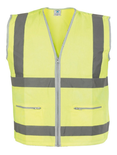 Chaleco Alta Visibilidad Gabardina Amarillo Fluo Reflectivo