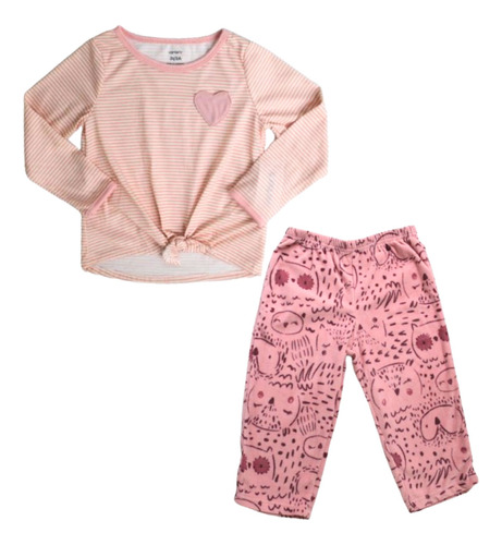 Tierna Pijama Para Niña 2 A 4 Años Rosa De Búho Carter´s