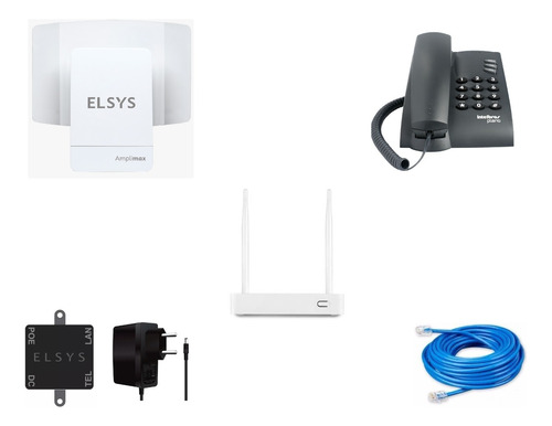 Kit Elsys Amplimax 4g Internet Rural + Tel+ Roteador+cabo50m