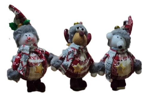 3 Pzs Muñecos Navideños Reno-oso Polar- Muñeco De Nieve