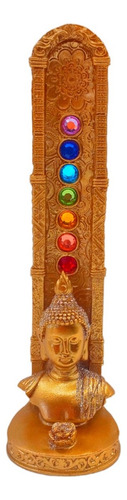 Porta Incienso Buda Chakra Mudra Poliresina 19cm Dorado