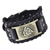 Pulseira Triângulo Viking Retro Marrom Preto Rune Triângulo