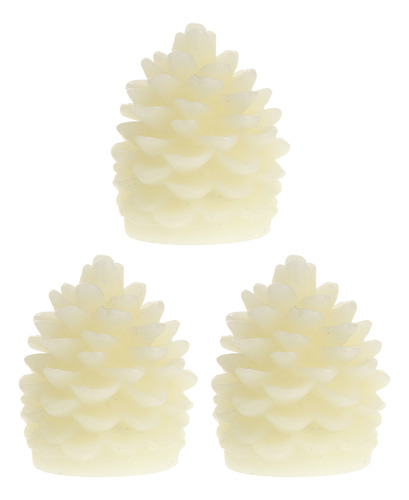 Set De 3 Velas Led Navideñas En Forma De Cono De Pino Con Lá