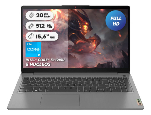 Portátil Lenovo Intel I3 1215u  Ram 20gb Ssd 512 15.6pul Fhd