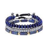 Conjunto Pulseras Lapislázuli-hematita, Unisex, Ajustable