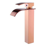 Torneira Monocomando P/ Banheiro Cascata Baixa Dourada Rosé Acabamento Brilhante Cor Rosa