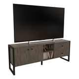 Rack Mueble Para Tv 65 Moderno Comoda Vajillero Industrial Color Roble Denver Grafito Con Hierro Negro