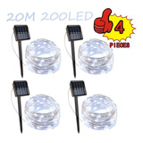 Paquete De 4 20m 200led Tiras De Luz Led Solar For Navid [u]