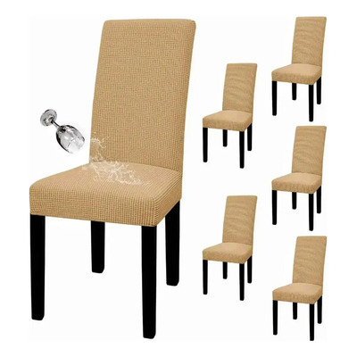 Fundas Elásticas 6 Pack para Sillas de Comedor Khaki Poliéster Spandex | Meses sin interés