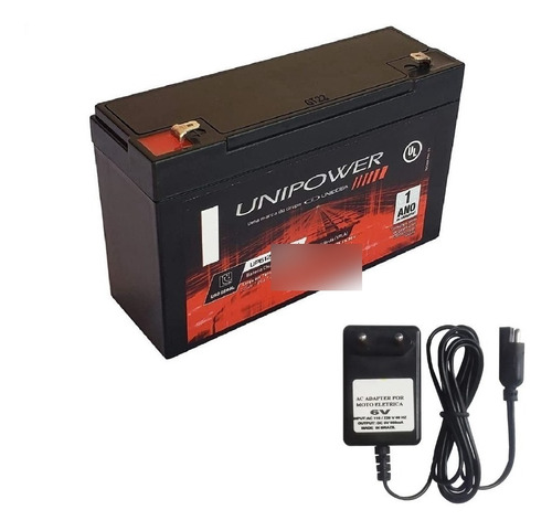 Bateria Selada 6v 12ah Unipower Up6120 + Carregador 6v