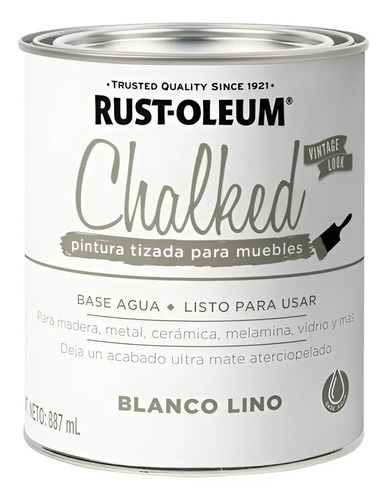Chalked Pintura Tizada Brochable, Rust Oleum  887ml | Envío gratis