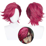 Arcane League Of Legends Vi Cosplay Peluca Corto Pelo 30cm A