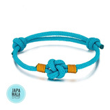 Pulsera Tibetana Nudo Infinito Color Aqua