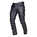 Pantalones De Piel Sintética Ajustados Punk Pu Para Hombre