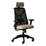 Silla De Escritorio Rossi Tokio Ergonómica  Negra Y Beige