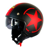 Casco Para Moto Acabado Mate Estrella Roja Certificado Dot