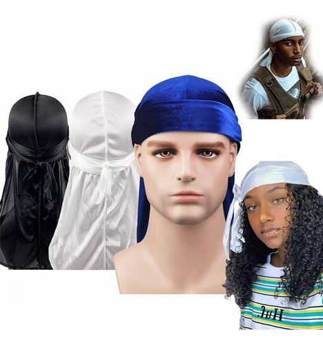 Seda Satén Larga Cola Pigtail Headwear Cap Bufanda Bandana