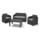 Keter Carolina Lounge Set Sillón, Sillas, Mesa De Exterior