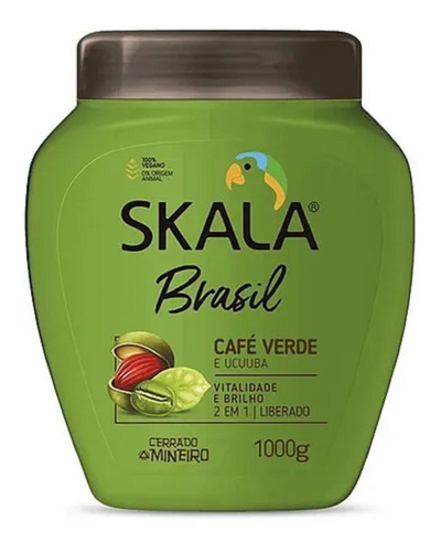 Skala Café Verde Máscara Vegana Hidratante Rulos Ondas 1kg