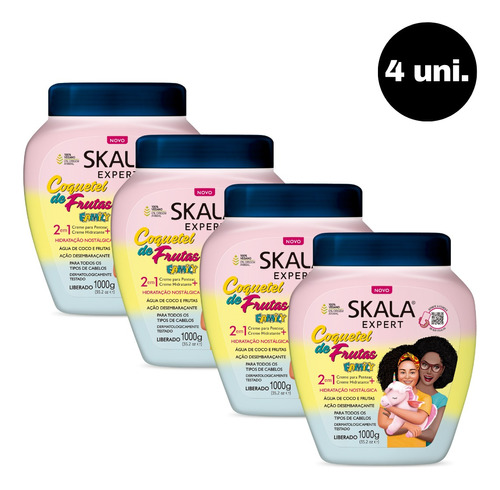 Kit 4 Creme Tratamento Coquetel De Frutas Family Skala 1kg