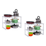 Pack X2 Estante Rack Organizador Baño Cocina Util Ajustable