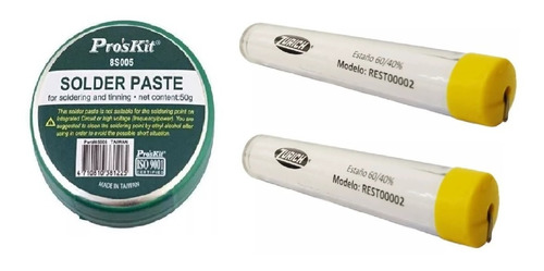 Kit Pasta Soldar Gel Estaño 50g + 2 Tubo Estaño 3mtrs