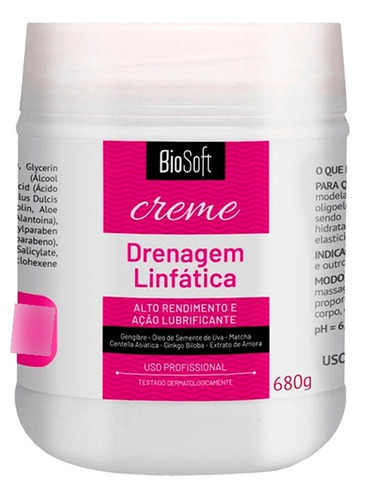 Creme De Drenagem Linfática Bio Soft 680g  Massagem Corporal